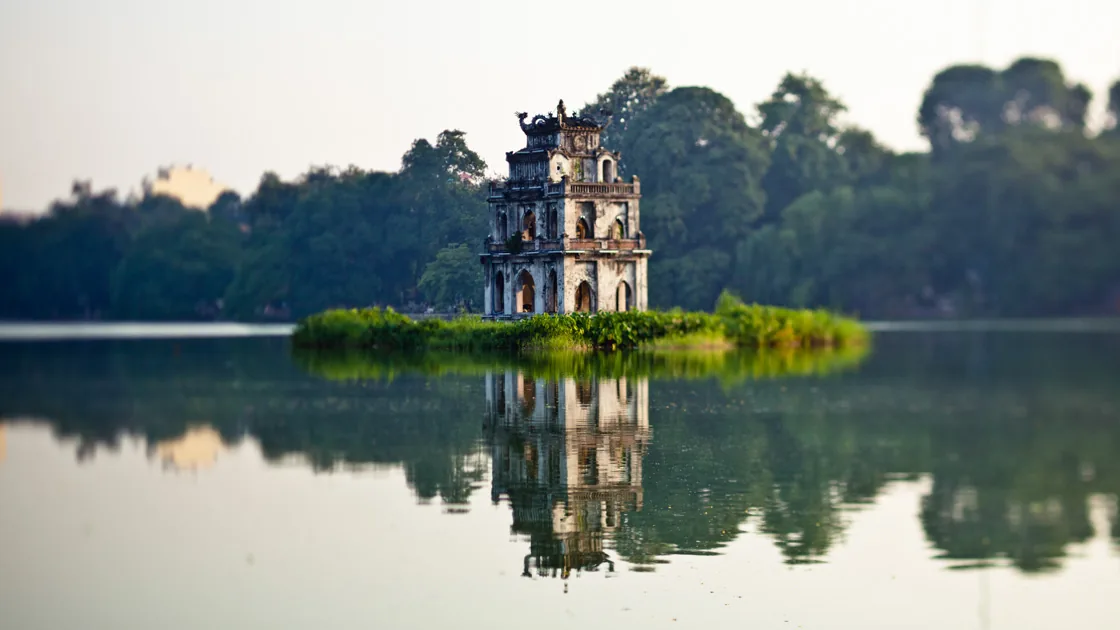 Turtle Tower on Hoan Kiem Lake in Hanoi